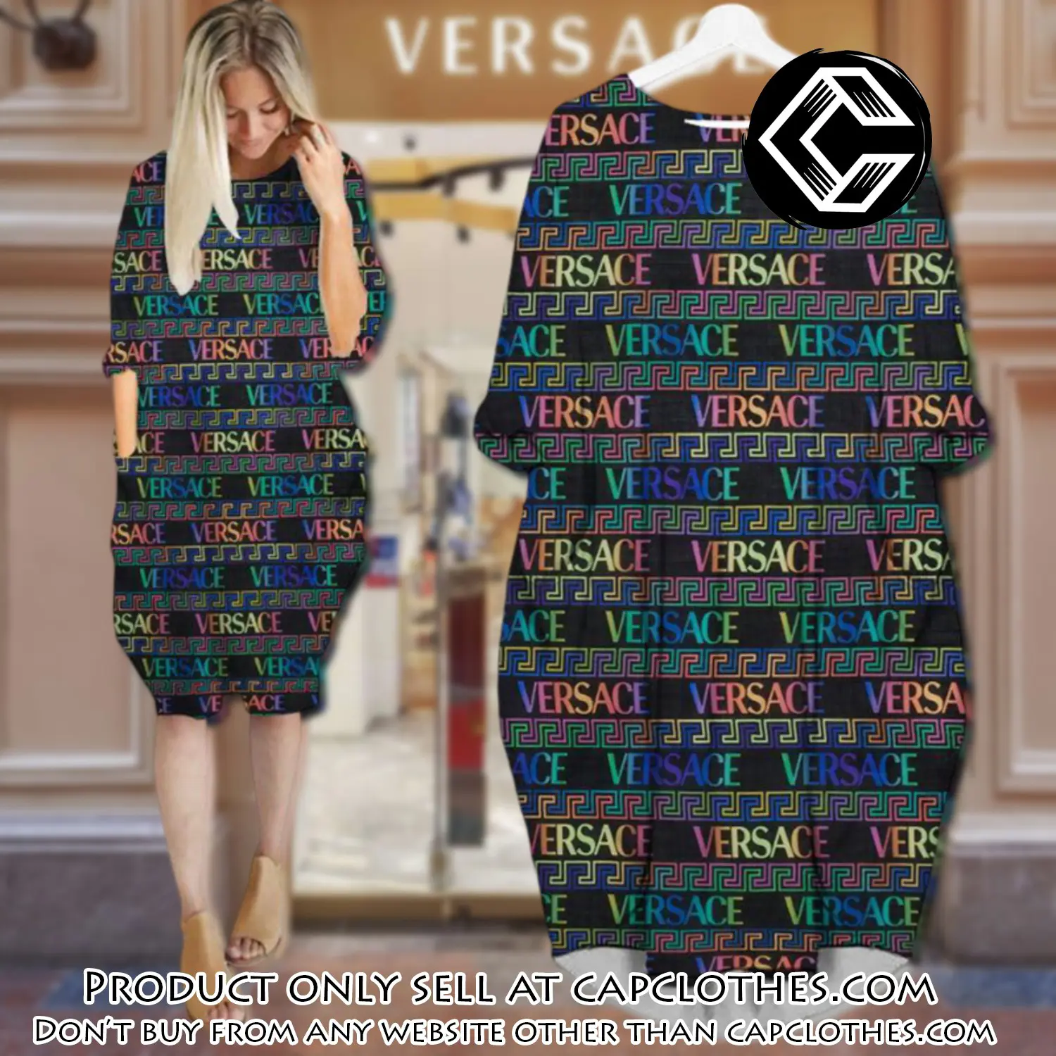 Gianni versace multicolor batwing pocket dress luxury brand for women pd062 cc5713853